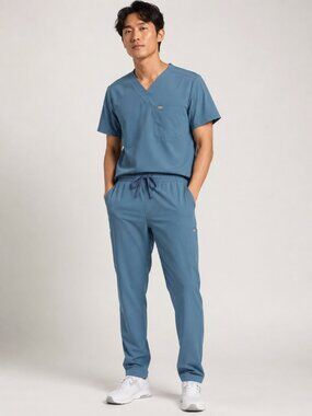 FIGS Men's Blue Technical Collection V-Neck Scrub Top Medium